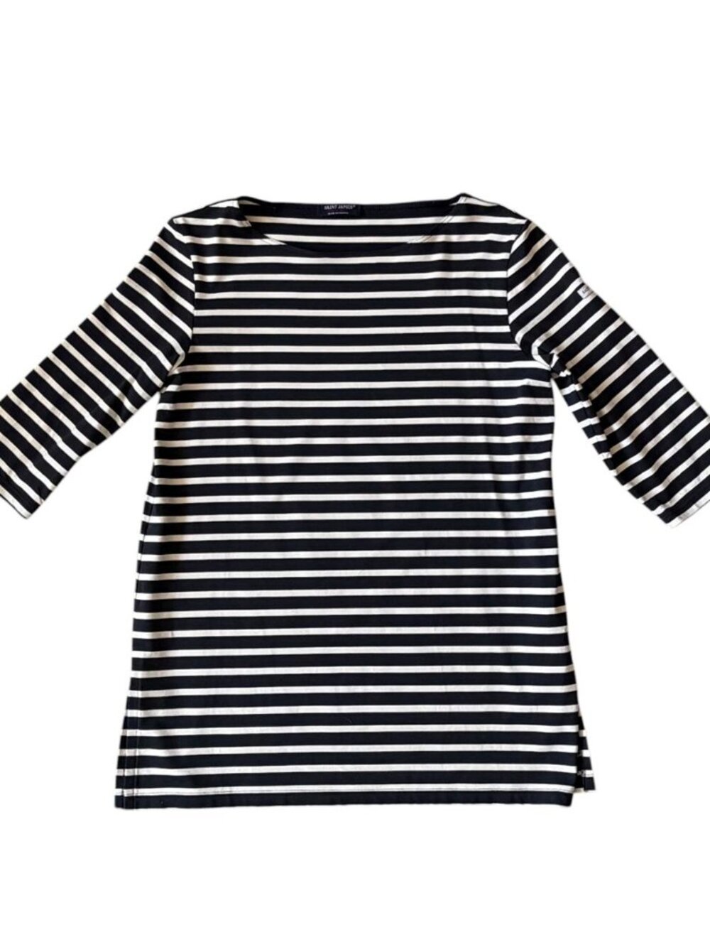 Saint James Breton Nautical Stripe Shirt Anti UV Tunic Top Sz 10 White Navy
